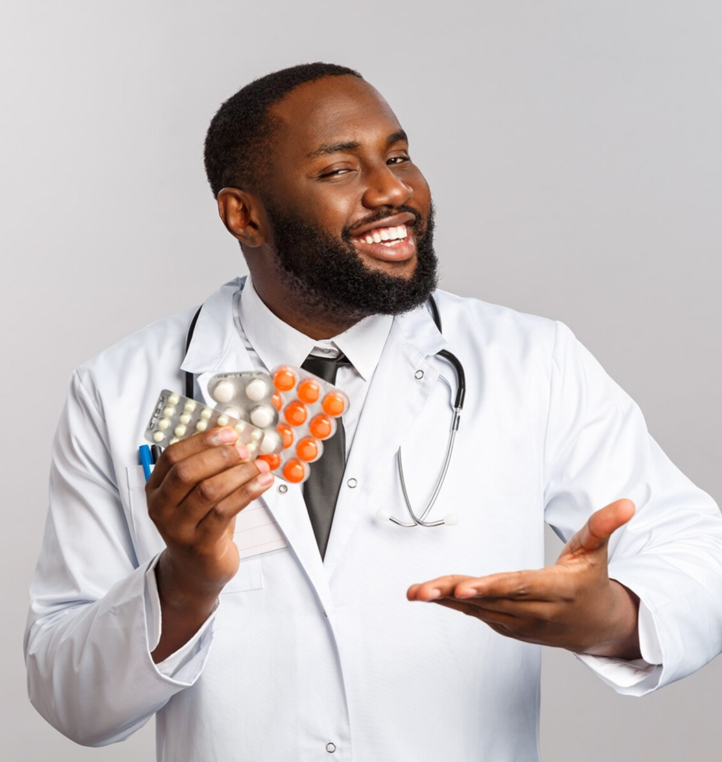 Doctor holding medication